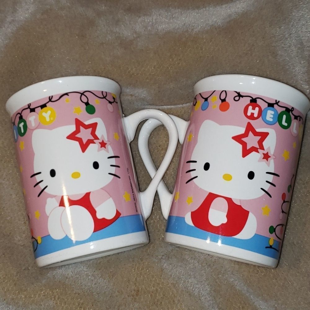 Set of 2 Hello Kitty Holiday Christmas Lights Mugs